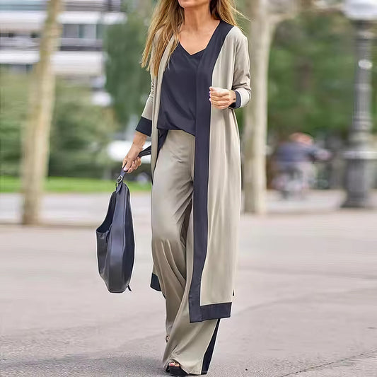 Velma™ - Conjunto de 3 piezas para mujer: cárdigan, top y pantalón ancho