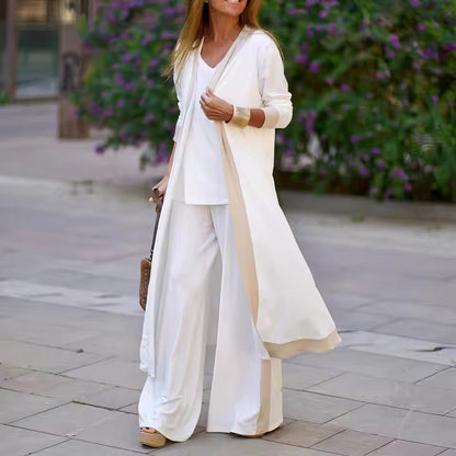 Velma™ - Conjunto de 3 piezas para mujer: cárdigan, top y pantalón ancho